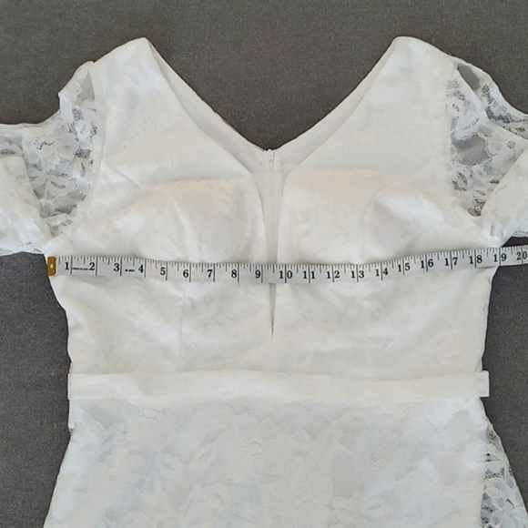 🆕️ SHEIN White Lace Cold Shoulder High Low Wedding Dress SIZE: XL - Picture 11 of 16